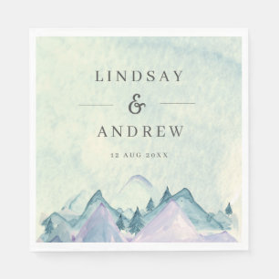 Watercolor Mountains Personalised Wedding Napkin
