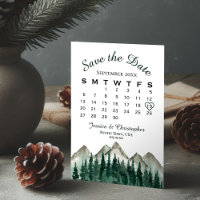 Watercolor Mountains & Pine Wedding Calendar