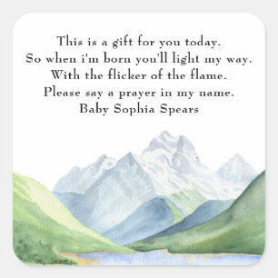 Watercolor mountains - Prayers for baby Square Sticker