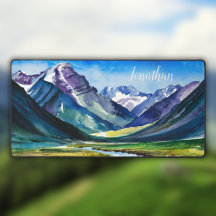 Watercolor Mountains Scenic Landscape