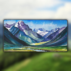 Watercolor Mountains Scenic Landscape Desk Mat