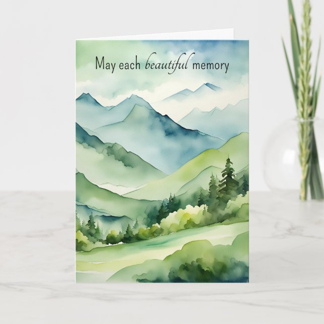 Watercolor Mountains Sympathy Card (Front)