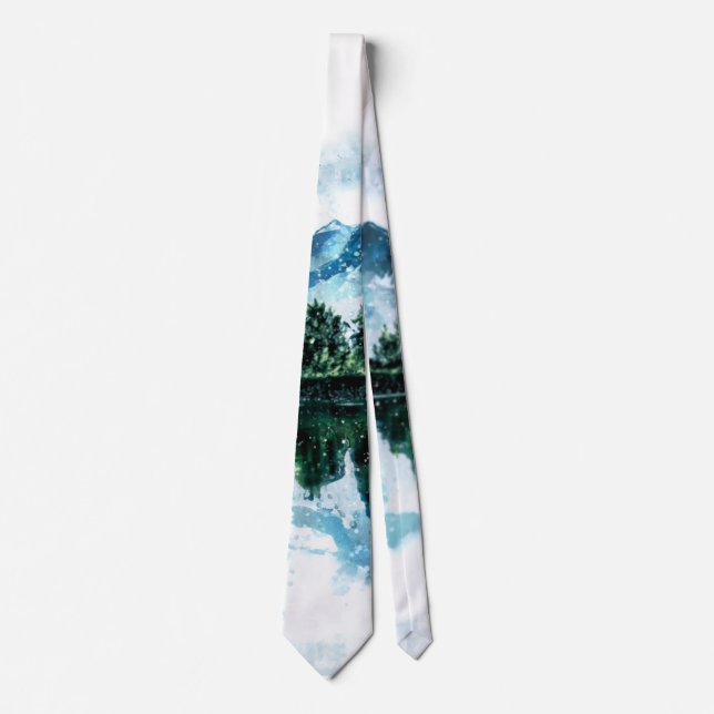 Watercolor Mountains  Tie (Front)