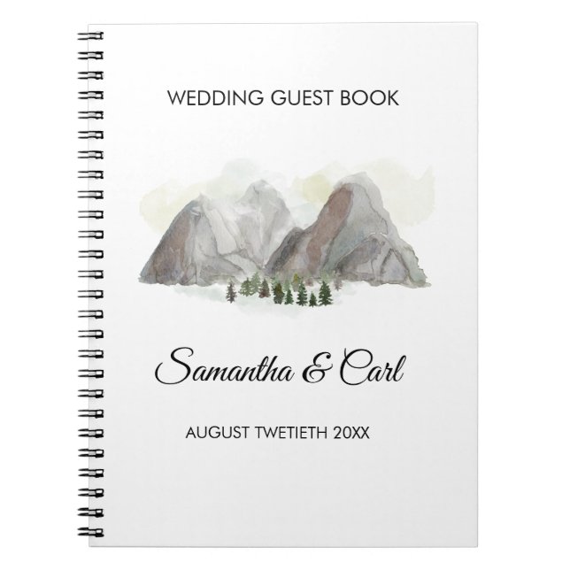 Watercolor mountains wedding guestbook notebook (Front)