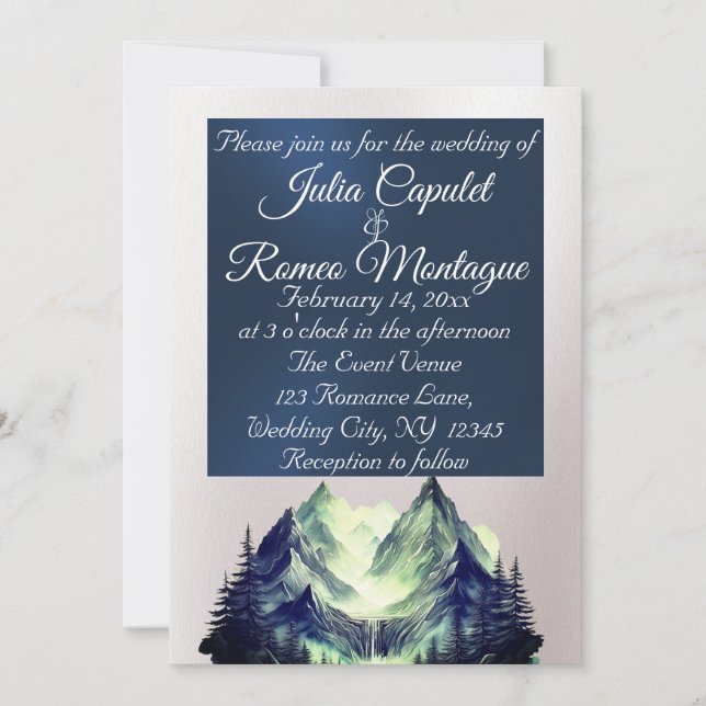 Watercolor Mountains  Wedding Invitation (Front)