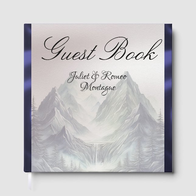 Watercolor Mountains Wedding Large Guest Book (Front)