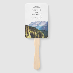 Watercolor Mountains Wedding Program Fan
