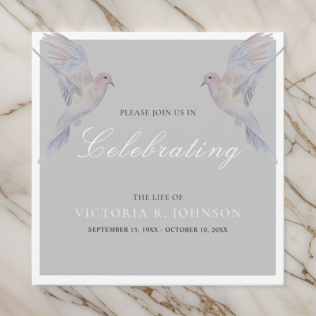 Watercolor Mourning Dove Celebration of Life Invitation (Creator Uploaded)
