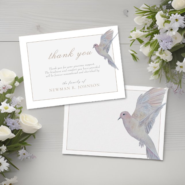 Watercolor Mourning Dove Memorial Thank You Card (Creator Uploaded)