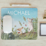 Watercolor Mouse in Field Cottagecore  Mouse Pad<br><div class="desc">This design may be personalised in the area provided by changing the photo and/or text. Or it can be customised by clicking Personalise this Template and then choosing the click to customise further option and delete or change the colour of the background, add text, change the text colour or style,...</div>