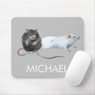 Watercolor Mouse Mice Monogram  Mouse Pad
