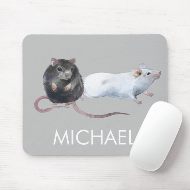 Watercolor Mouse Mice Monogram  Mouse Pad (With Mouse)