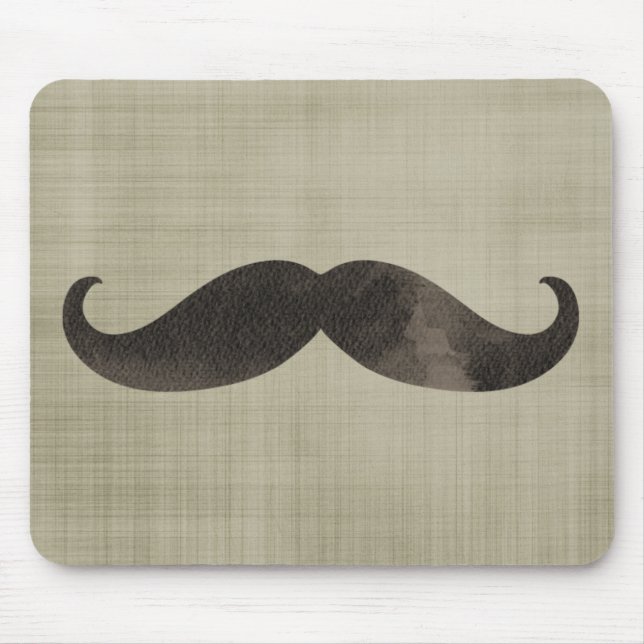 Watercolor Moustache Mouse Pad (Front)