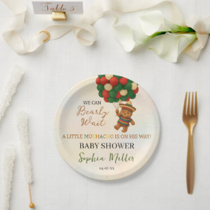 Watercolor Muchacho Mexican Bear Baby Shower Paper Plate