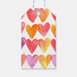 Watercolor Multi-Colour Hearts  Gift Tags