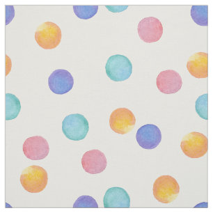 Watercolor .Multi-coloured polka dots . Fabric