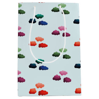 Watercolor multicolored clouds medium gift bag