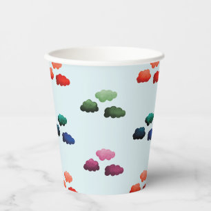 Watercolor multicolored clouds paper cups
