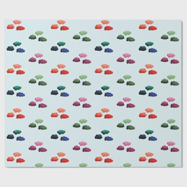 Watercolor multicolored clouds wrapping paper (Flat)
