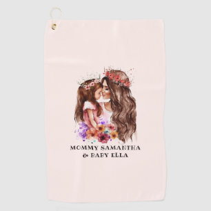 Watercolor Mum and Daughter (5) Golf Towel