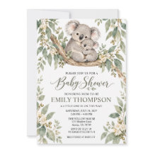 Watercolor Mum Baby Koala Eucalyptus Baby Shower