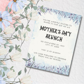 Watercolor,Mum's Love in Bloom, Mother Day Brunch  Invitation