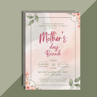 Watercolor, Mum's Special Day, Mother Day Brunch Invitation