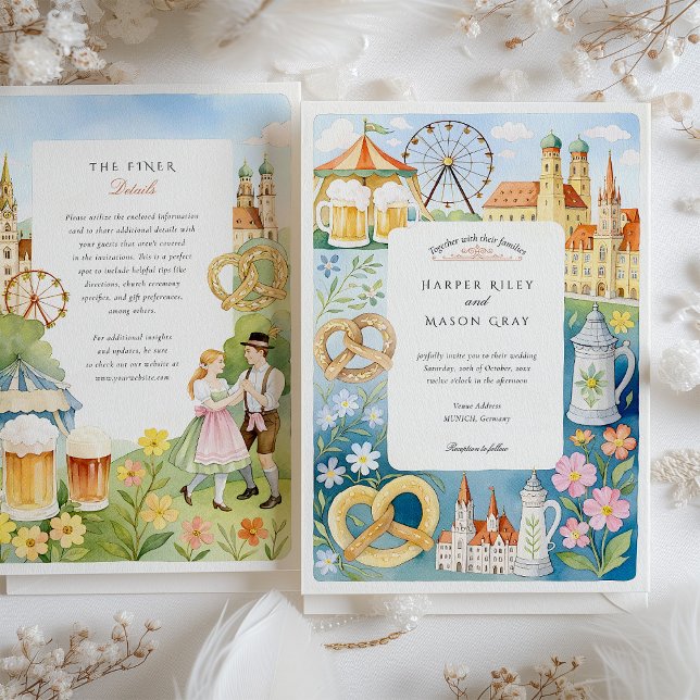 Watercolor Munich Oktoberfest Wedding Invitation (Creator Uploaded)