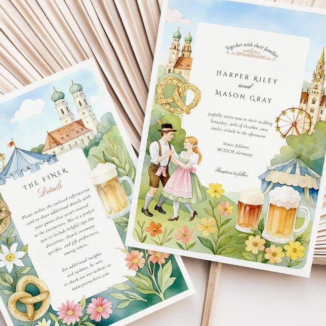 Watercolor Munich Oktoberfest Wedding Invitation (Creator Uploaded)
