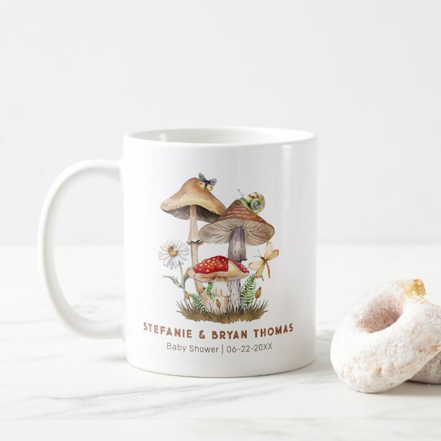 Watercolor Mushroom Baby Shower Coffee Mug | Whims (With Donut)