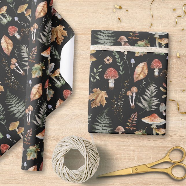 Watercolor Mushroom Botanical Pattern Decoupage Wrapping Paper (Creator Uploaded)