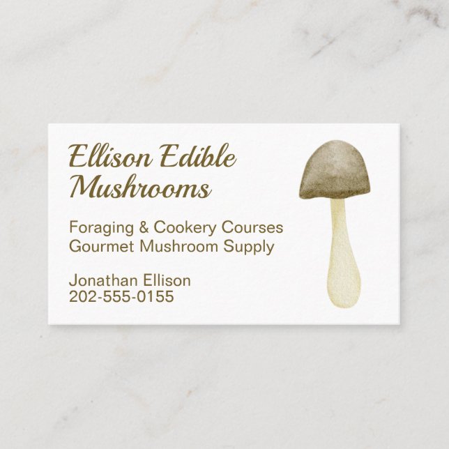 Watercolor Mushroom Business Card (Front)