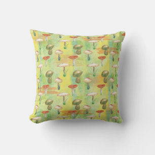 Watercolor mushroom glade cushion