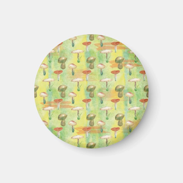 Watercolor mushroom glade magnet (Front)