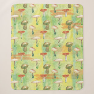 Watercolor mushroom glade sherpa blanket