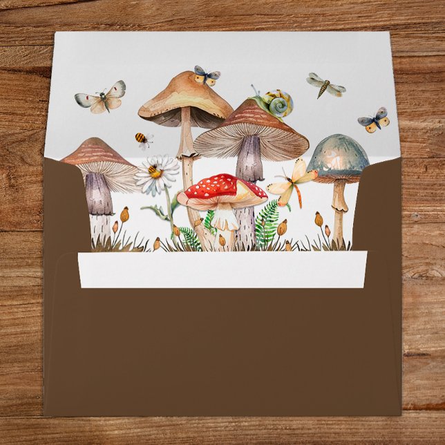 Watercolor Mushroom & Insect Baby Shower Envelope (Mushroom Baby Shower Envelope)