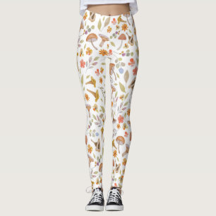 Watercolor Mushrooms and Flowers Leggings