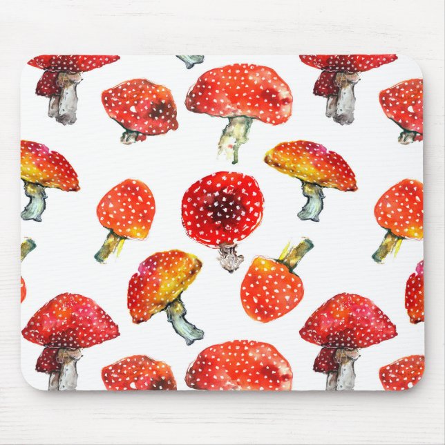 Watercolor mushrooms Cute fall pattern Mouse Pad (Front)