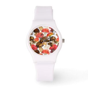 Watercolor mushrooms Cute fall pattern Watch
