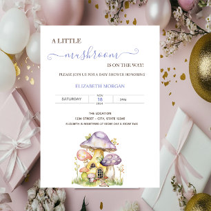 Watercolor Mushrooms Dotted Baby Shower    Invitation
