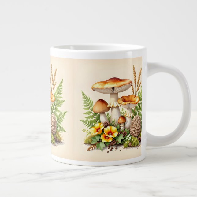 Watercolor mushrooms  large coffee mug (Right)