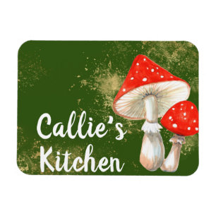 Watercolor Mushrooms Personalised Kitchen Magnet