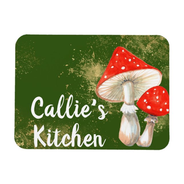 Watercolor Mushrooms Personalised Kitchen   Magnet (Horizontal)