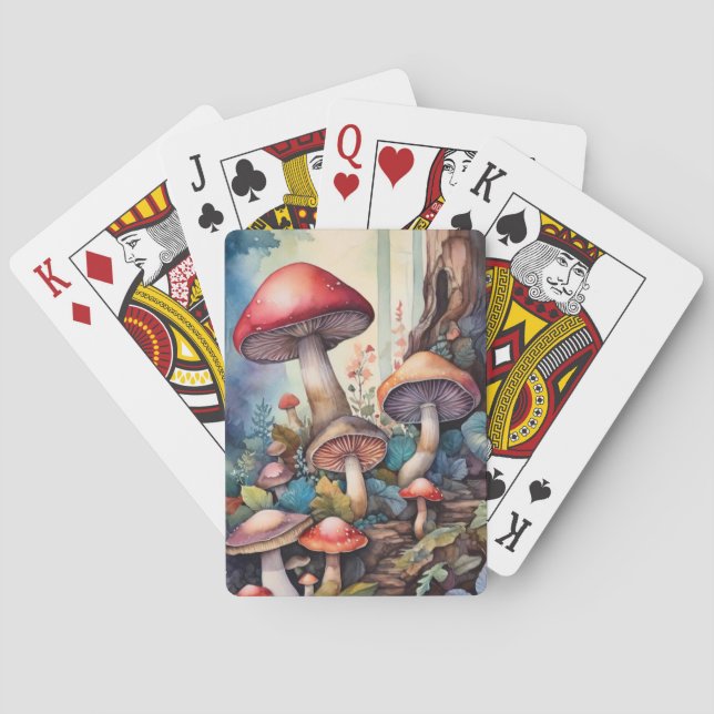 Watercolor Mushrooms  Playing Cards (Back)