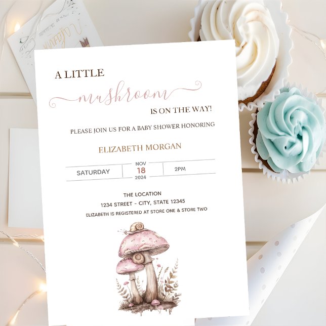 Watercolor Mushrooms Snail Baby Shower  Invitation (Creator Uploaded)