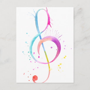 Watercolor Music Notes Postcard
