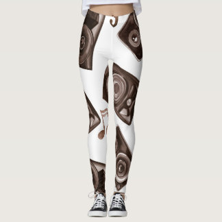 Watercolor Music Speakers Sepia Pattern Leggings