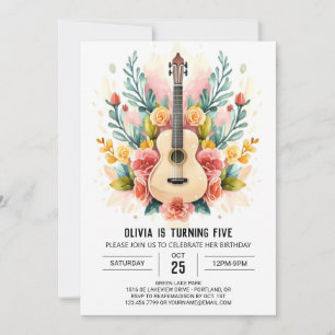 Watercolor Musician's Guitar Birthday Invitation