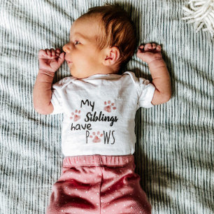 Watercolor “My Siblings have Paws” Baby Bodysuit