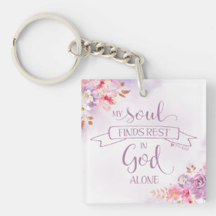 Watercolor My Soul Finds Rest, Ps 62:1 Key Ring